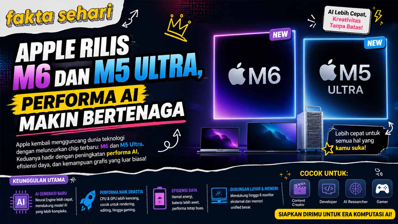 Apple Rilis M6 dan M5 Ultra, Performa AI Makin Bertenaga