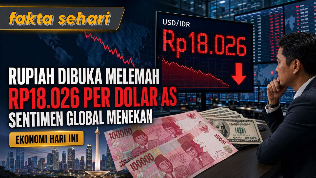 Rupiah Dibuka Melemah ke Rp18.026 per Dolar AS, Sentimen Global Masih Menekan