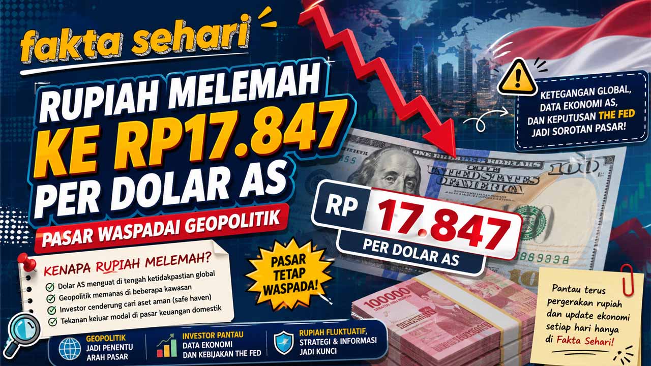 Rupiah Melemah ke Rp17.847 per Dolar AS, Pasar Waspadai Geopolitik