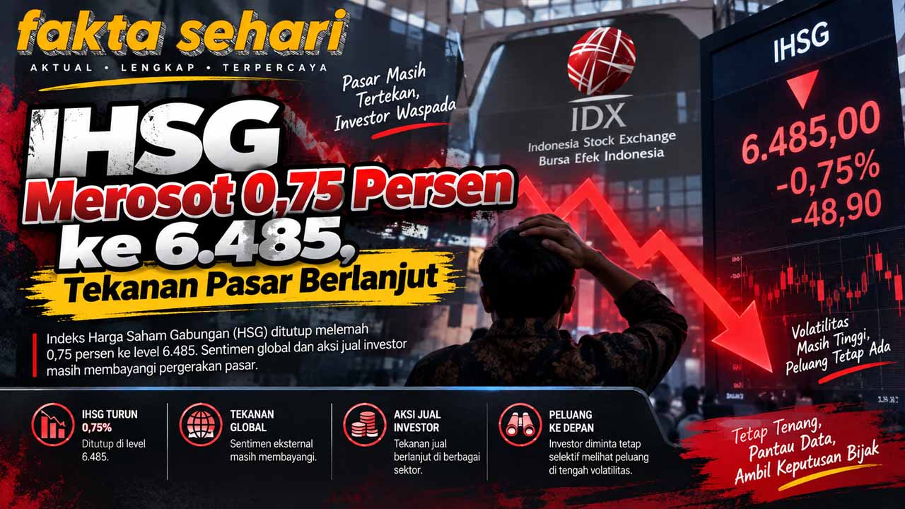 IHSG Merosot 0,75 Persen ke 6.485, Tekanan Pasar Berlanjut
